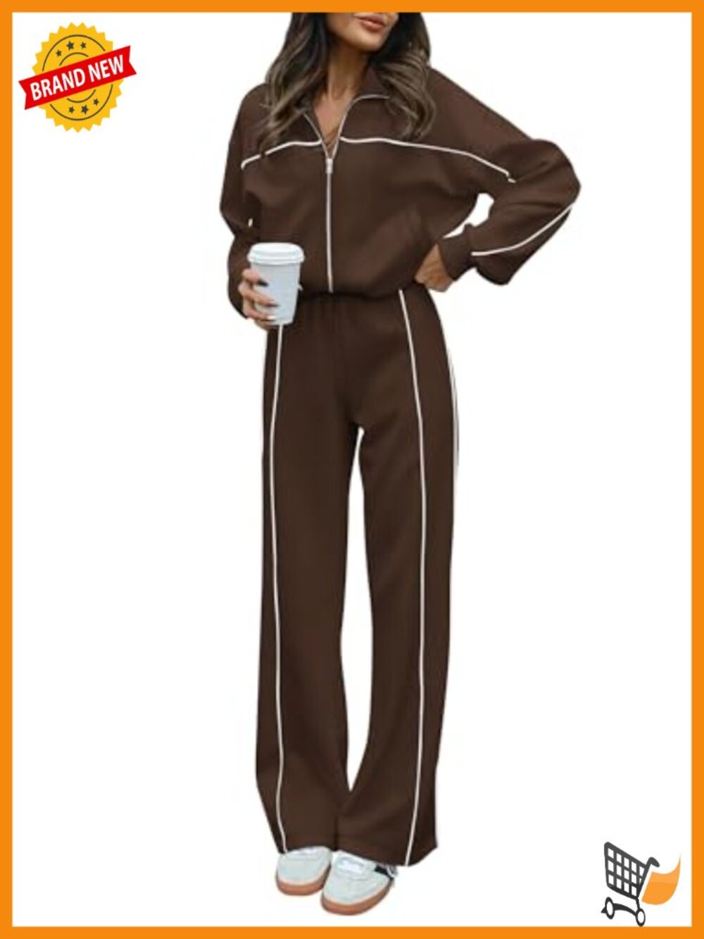 Women's Zip Up Sweatshirt Wide Leg Pants Lounge Set Tracksuit